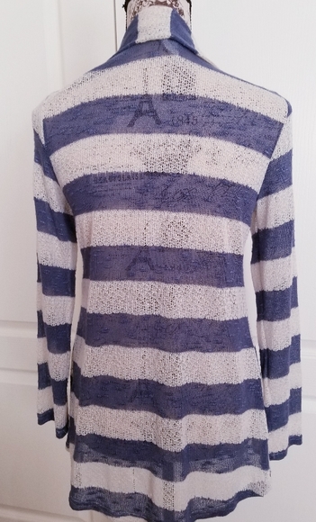 CKW Light Weight Blue/Cream Women's Cardigan - Picture 2 of 5